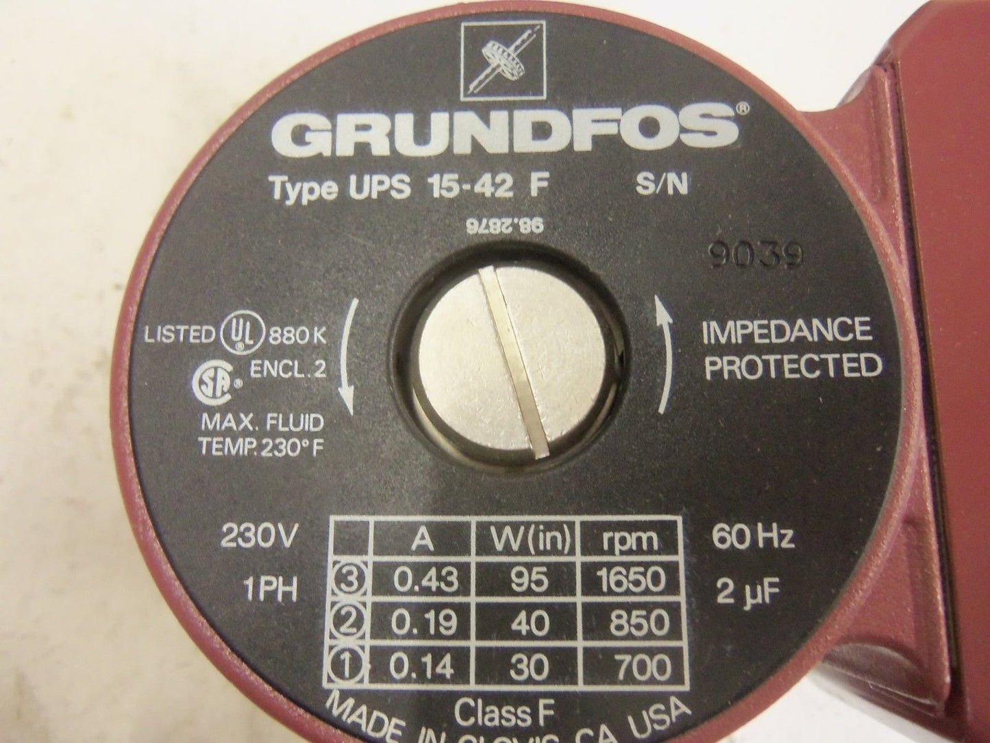 Grundfos Part Number UPS15-42F