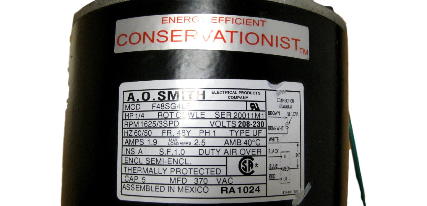 A.O. Smith 5 5/8 Inch Diameter Double Shaft Fan/Blower Motor 208-230 Volts 16...
